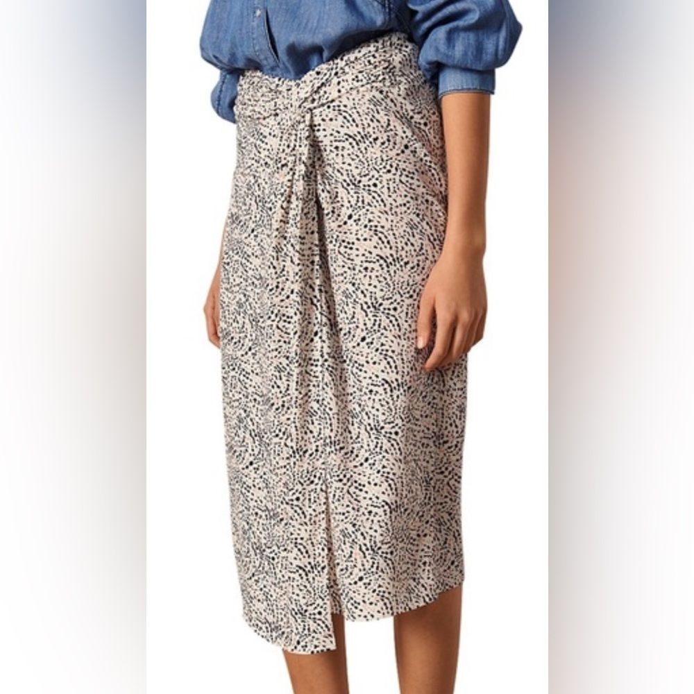 Ba&sh size 4 (brand size 1) Icami Faux Wrap Midi Skirt Contemporary Animal Print